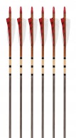 6-Pack of 3Rivers Red Hawk Youth Wood Arrows, 30-35 spine